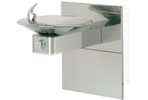 Model 1001HPSMS & Model MTGFR.DF1 | Stainless Steel Drinking Fountain with Round Sculpted Bowl | Steel In-Wall Mounting Frame