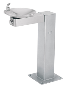 Model 3377G | Drinking Fountain | Galvanized Pedastal | Satin Stainless Bowl and Arm