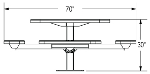 Rectangular Steel Pedestal Table Diamond Pattern | Quick Dimensions