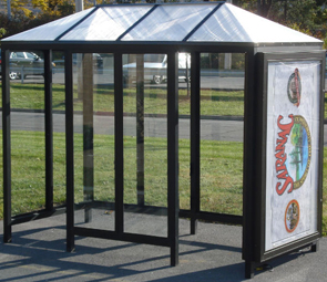 Model ALS510A2PHN | Poly Hip Roof Bus Shelter (Quaker Bronze)