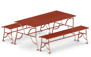 Model BRKREC | Breckenridge Series Steel Table with Bench Seats