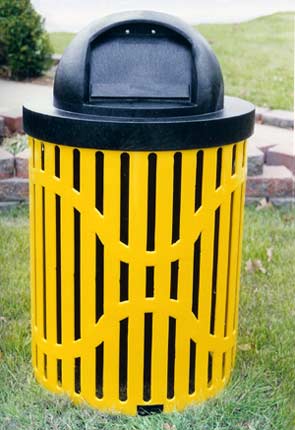 Model C32TR | Thermoplastic Coated Trash Receptacle w/R32DC Dome Top Cover (Yellow/Black)