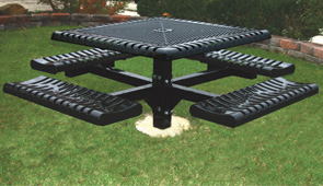 Model C46-I | 46" Square Thermoplastic Table, Expanded, Ribbed & Rolled, Pedestal Frame (Black) 