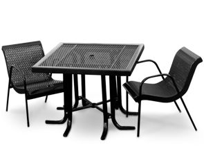 Model CA40S-P | 40" Square Table | Stacking Chair (Black)
