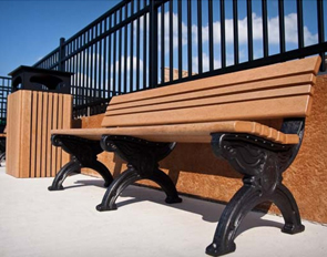 6 Foot Cambridge Recycled Plastic Memorial Park Bench (Cedar/Black)
