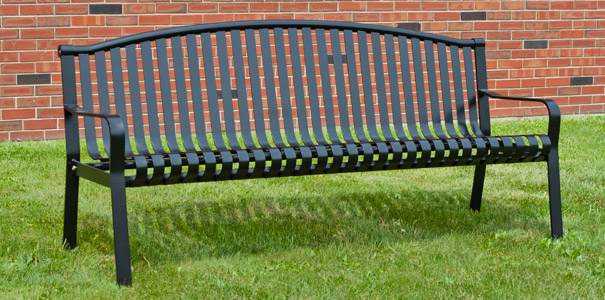 6 Foot Commercial Steel Outdoor Bench with Straight Back