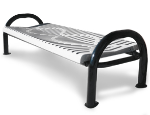 Model CM6NB-P | Modern Series Ribbed Steel Benches | Backless (White/Black)