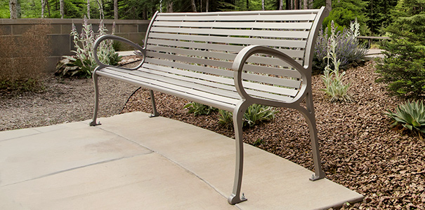Model CB5WBE-R | 5' Courtyard Bench with Back (Cedar/Platinum)