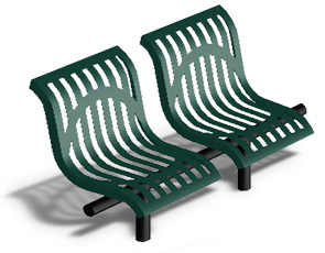 Model CU2WBS-I | Thermoplastic Coated Downtown Style Straight Benches (Green/Black)