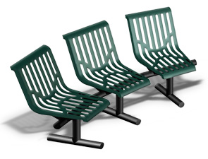 Model CU3WBCC-P | Thermoplastic Coated Downtown Style Concave Bench (Green/Black)