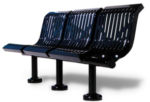 Model CU3WBS-S | Thermoplastic Coated Downtown Style Straight Benches (Black)