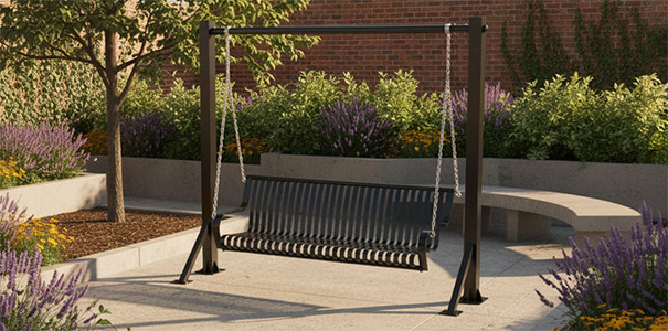 Langdon Series Swing Benches with Horizontal Straps