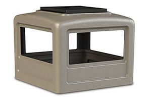 Model DC-732302 | Square Waste Container Dome Lids with Ashtray (Sand Granite Beige)