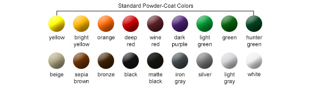 Standard Powder-Coated Color Options
