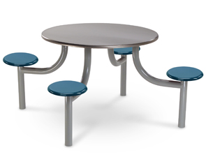 Model EMX4204-4SPTBT | 42" Round Cafeteria Table (Stainless Steel Top | Stone Seats)