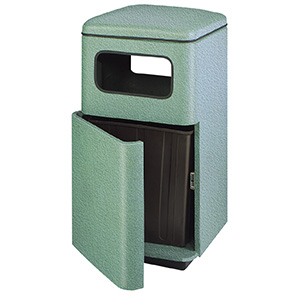 Model FG2448SQTRDRPL | Square Fiberglass Trash Receptacle with Front Door (Sage)