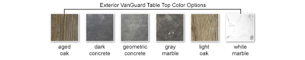 Exterior VanGuard Table Top Color Options