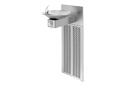 Haws H1001.8 | Wall Mounted ADA Refrigerated Water Drinking Fountain with Satin Stainless Steel Bowl on Square Arm with Grille and Back Panel