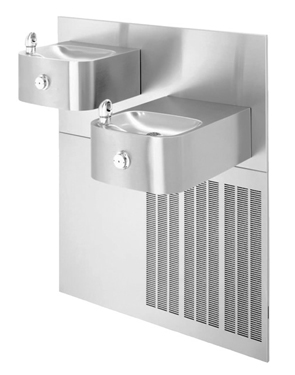 Model H1119.8 | Refrigerated Hi-Lo Drinking Fountain with Two Stainless Steel Rectangular Bowls