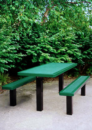 Model H6-IP | Rectangular Outdoor Table | Punched Steel Style (Green/Black)