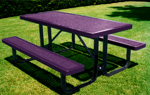 Model H6-P | Rectangular Picnic Table | Punched Steel Style (Purple/Black)
