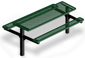 Model H8-I | Rectangular Picnic Tables | Punched Steel Style (Green/Black)