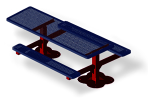 Model H8H-S | Rectangular Picnic Tables | Punched Steel Style (Mariner/Red)