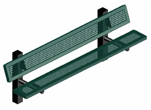 Model H8WB-IP | Traditional Perforated Steel Bench with Back (Green/Black)