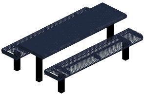 Model HR8-IP | Rectangular Picnic Tables | Punched Rolled Style (Mariner/Black)