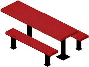 Model HR8H-IPS | Rectangular Picnic Tables | Punched Rolled Style (Red/Black)