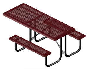 Model HSL10H-P | Rectangular Portable Tables | Punched Comfort Style (Burgundy/Black)