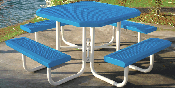 Model HSL46-P | Perforated Octagon Picnic Tables (Lt. Blue/White)