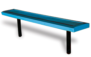 Model HSL6NB-I | Perforated Backless Park Benches with Slanted Edges (Lt. Blue/Black)