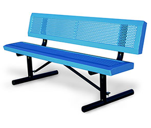 Model HSL6WB-P | Perforated Park Benches with Slanted Edges (Lt. Blue/Black)
