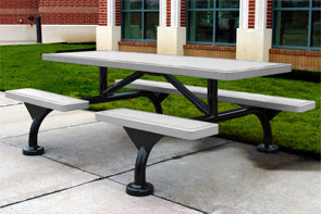 Model JH7-S | Rectangular Commercial Picnic Tables | Span Style (Gray/Black)
