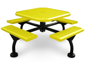 Model JHSL46-I | Span Style Octagonal Picnic Table | Optional Leg Cover (Yellow/Black)
