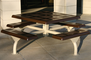 Model JP46-S | 4 Seat Square Outdoor Picnic Table (Brown/Clay)