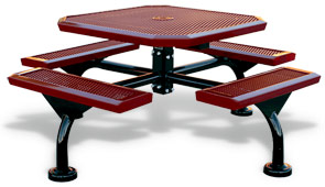 Model JRSL46-I | Octagon Picnic Tables | Span Style (Red/Black)