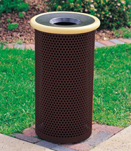 Model MF3010 | Metal-Armor 14 Inch Dia. Waste Container (Cream/Brown)