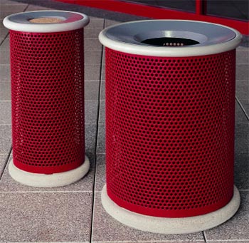 Model 4001 Ash Urn | MF7101 Concrete Base | MF3001 Waste Container| MF7100 Concrete Base (Red/French Gray)