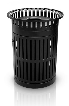 Model MS32TR | 32 Gallon Thermoplastic Coated Trash Receptacle with Swing Door (Black)