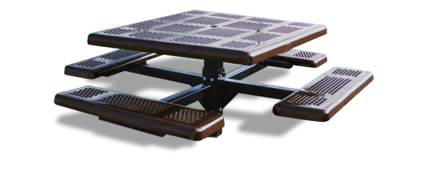 Model P46-I | Square Outdoor Table | Perforated Metal Style (Brown/Black)