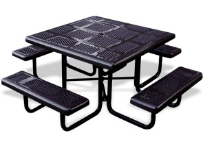 Model P46-P | Thermoplastic Coated Perforated Steel Square Tables (Purple/Black)