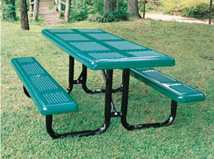 Model P6-P | Rectangular Picnic Tables | Perforated Metal Style (Green/Black)