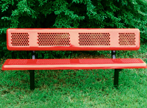 Model P6WB-I | Perforated Thermoplastic Coated Outdoor Benches (Red/Black)