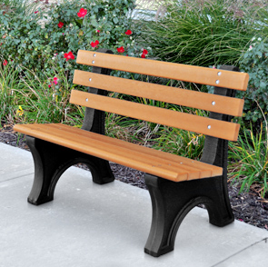 Model PB4-CPAE | 6 Foot Comfort Park Avenue Recycled Plastic Bench (Cedar/Black)