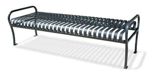 Model PB6 | Backless Ribbed Steel Park Benches (Black)