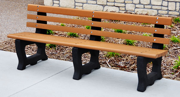 Model PB6-BROOK | 6' Brooklyn Recycled Plastic Outdoor Bench (Cedar/Black)