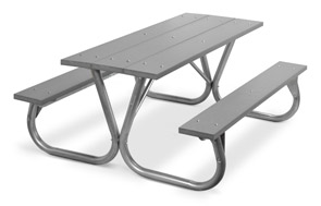 Model PC-6PGY | Park Chief 6ft. Recycled Plastic Picnic Table (Gray)