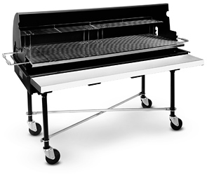 Model PG-2460-M Shown with optional warming rack, full length shelf, X-braces and New PORTA-Shield